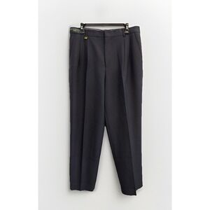 Vintage Crocodile Italian Wool Blend Pleated Dress Pants Men's 34X31 Navy Blue